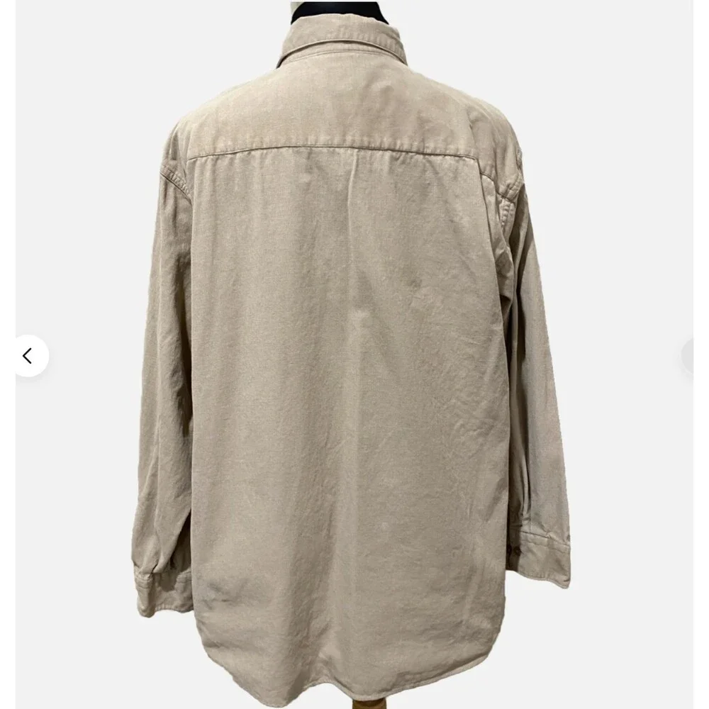 Kenneth Cole Mens XL Beige Corduroy Button Up Shirt Jacket Overshirt Shacket